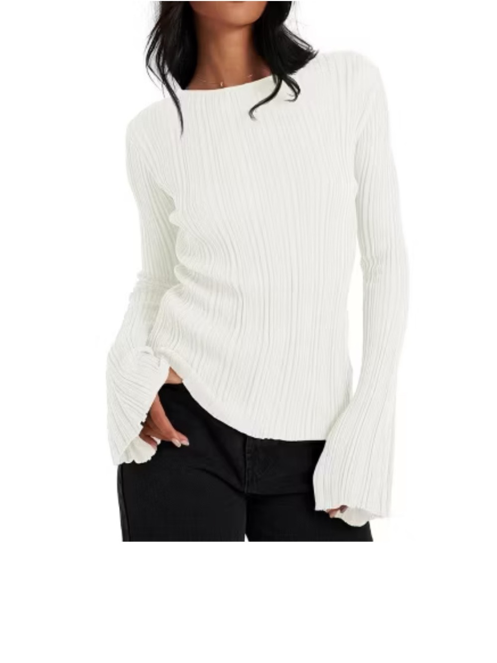 Imily Bela Women Bell Long Sleeve Knit Tops Lightweight Pullover Sweaters 2 pcs